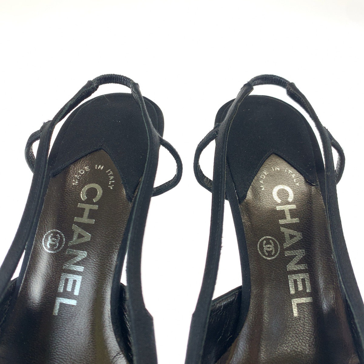 Top Quality Chanel Satin Coco Mark Black Pumps