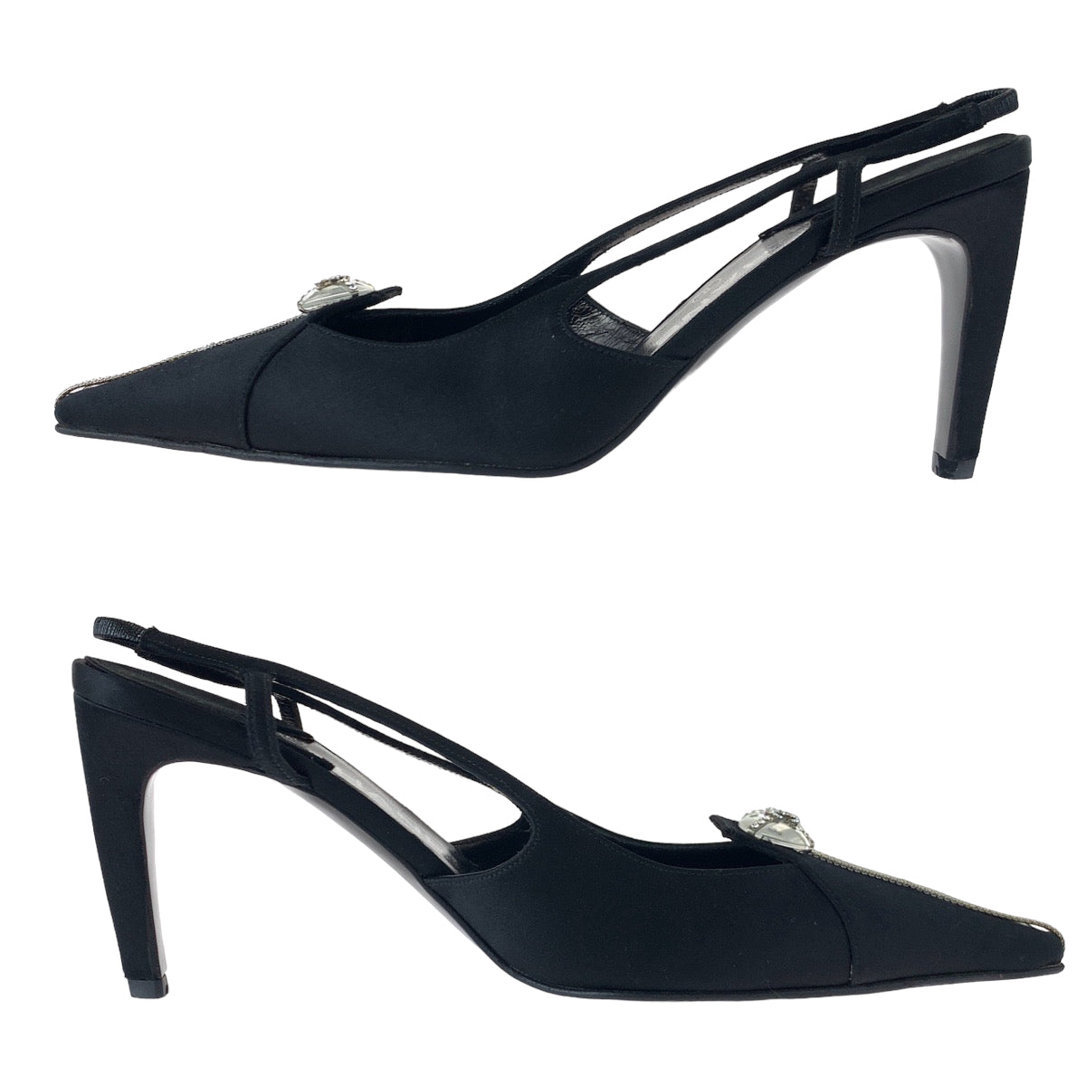 Top Quality Chanel Satin Coco Mark Black Pumps