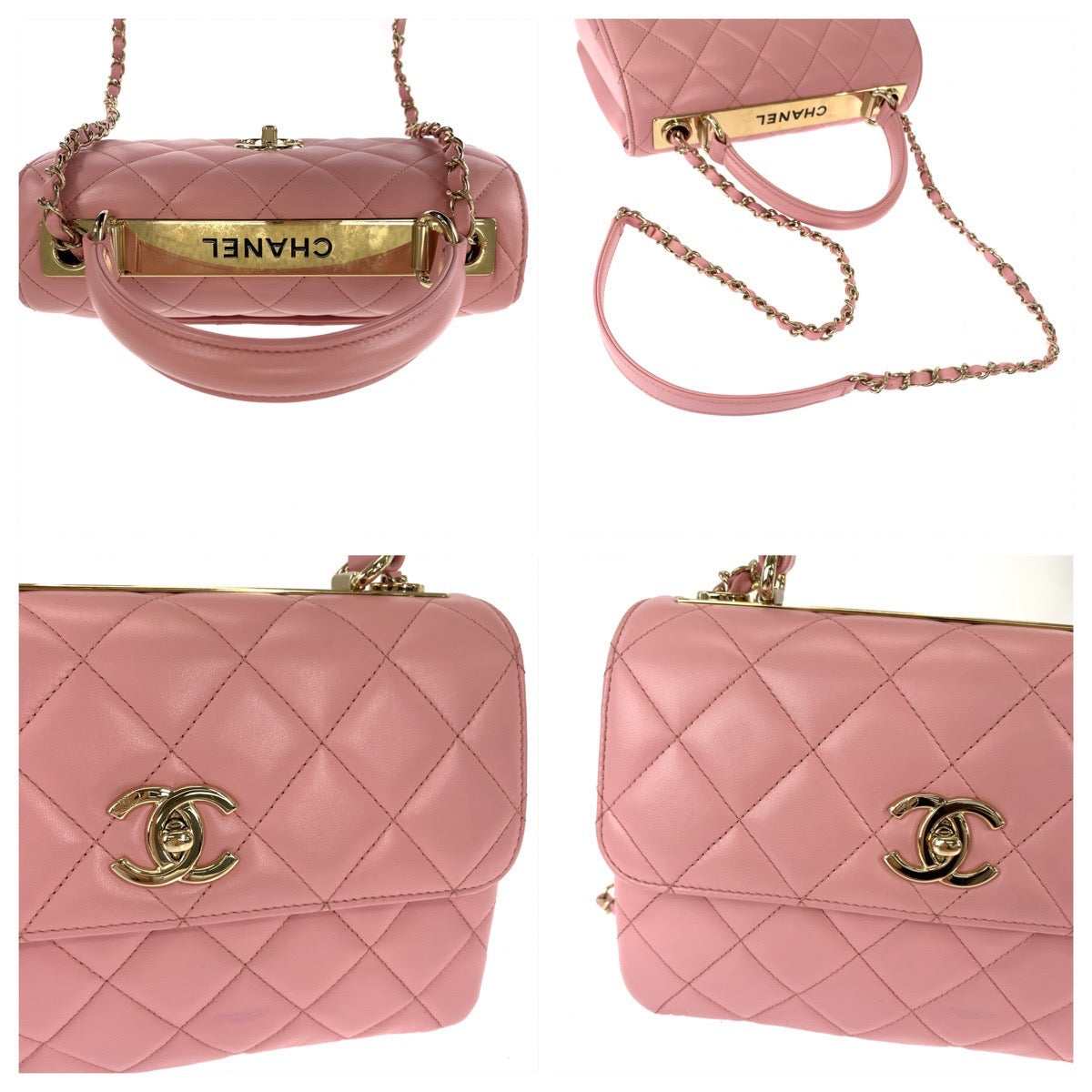 Top Quality Chanel Lambskin Matelasse Turn Lock Logo Handbag