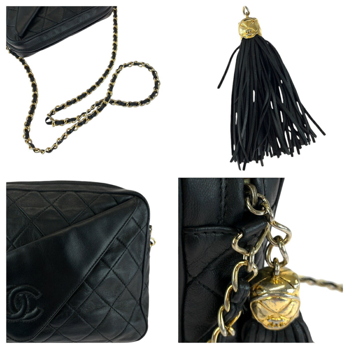 Top Quality Chanel Vintage Lambskin Fringe Tassel Shoulder Bag