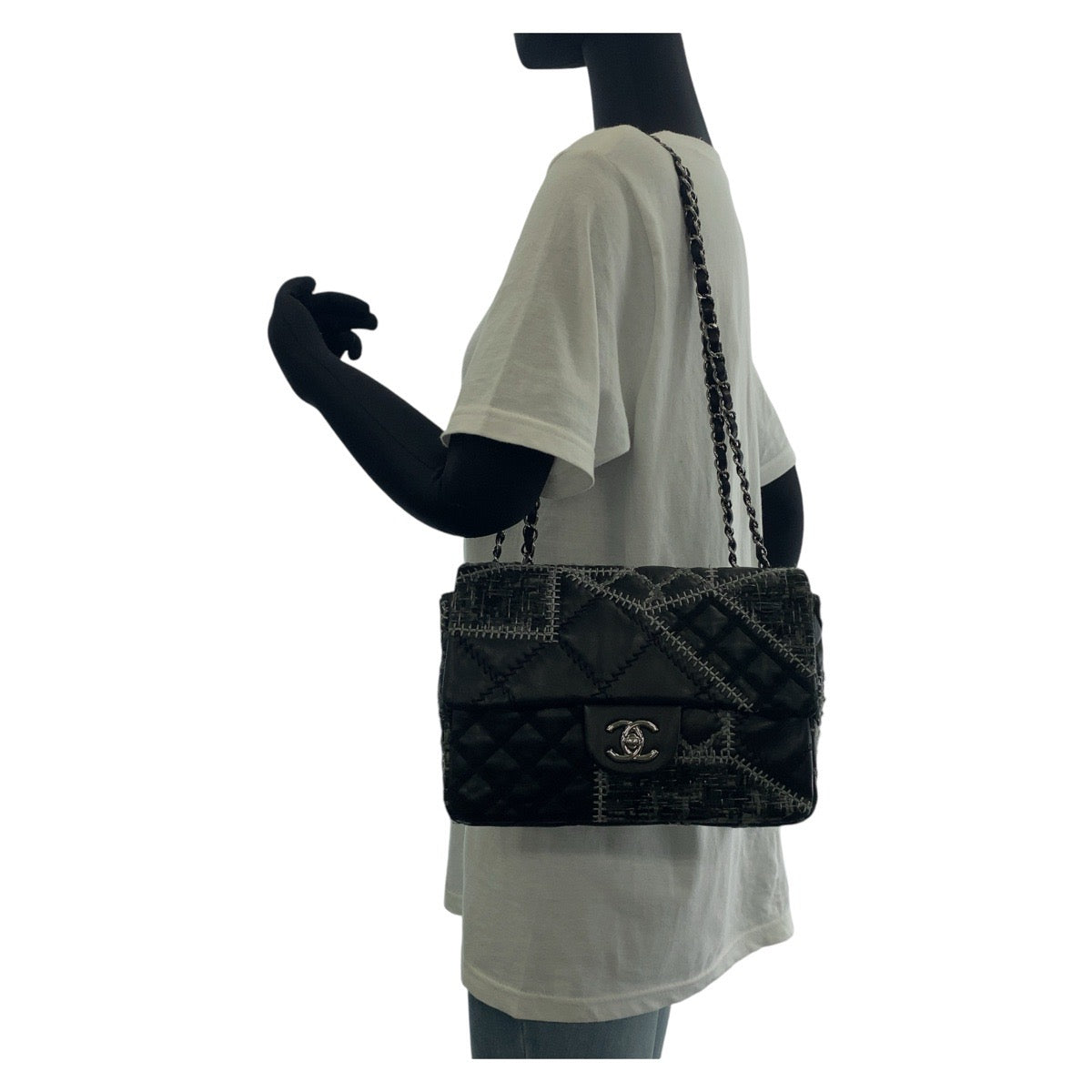 Top Quality Chanel Lambskin Tweed Wild Stitch Patchwork Shoulder Bag
