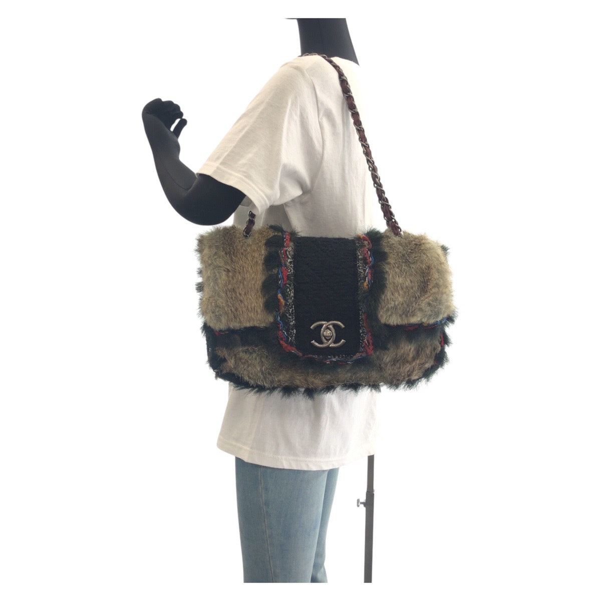 Top Quality Chanel Vintage Coco Mark Turn Lock Fur Shoulder Bag