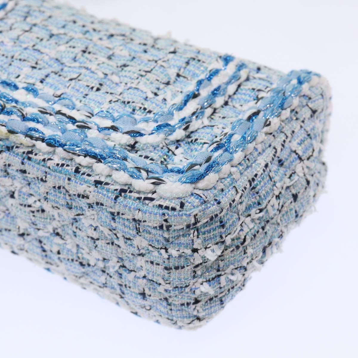 Top Quality Chanel Chain Shoulder Bag Tweed Blue CC Auth 47496A
