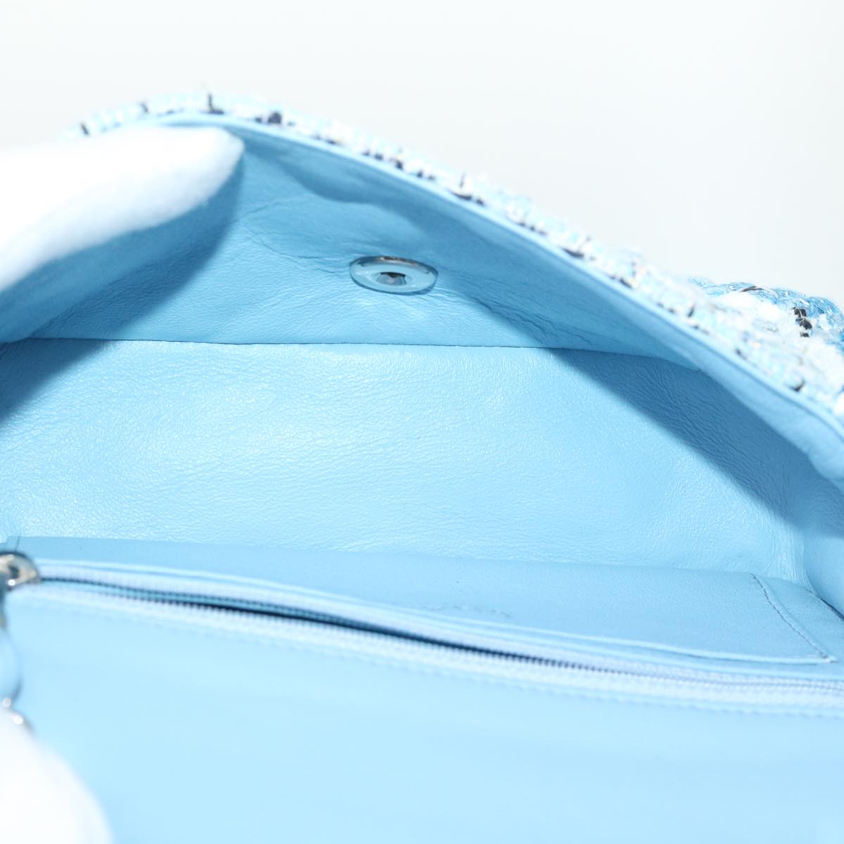 Top Quality Chanel Chain Shoulder Bag Tweed Blue CC Auth 47496A