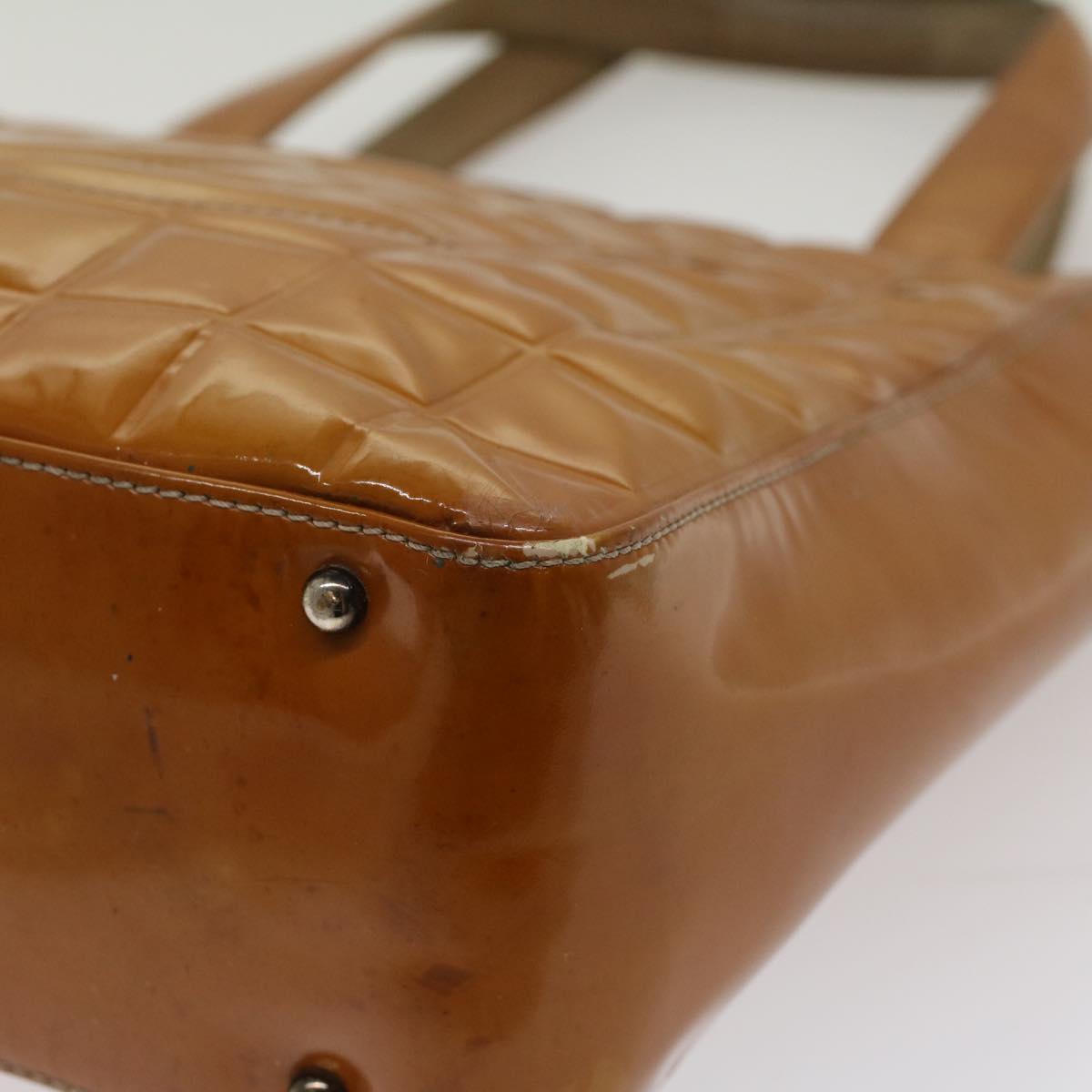 Top Quality Chanel Choco Bar Shoulder Bag Patent leather Yellow CC Auth 53382