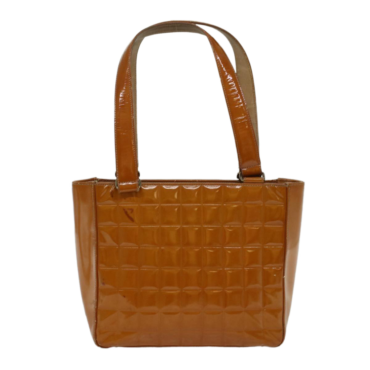 Top Quality Chanel Choco Bar Shoulder Bag Patent leather Yellow CC Auth 53382