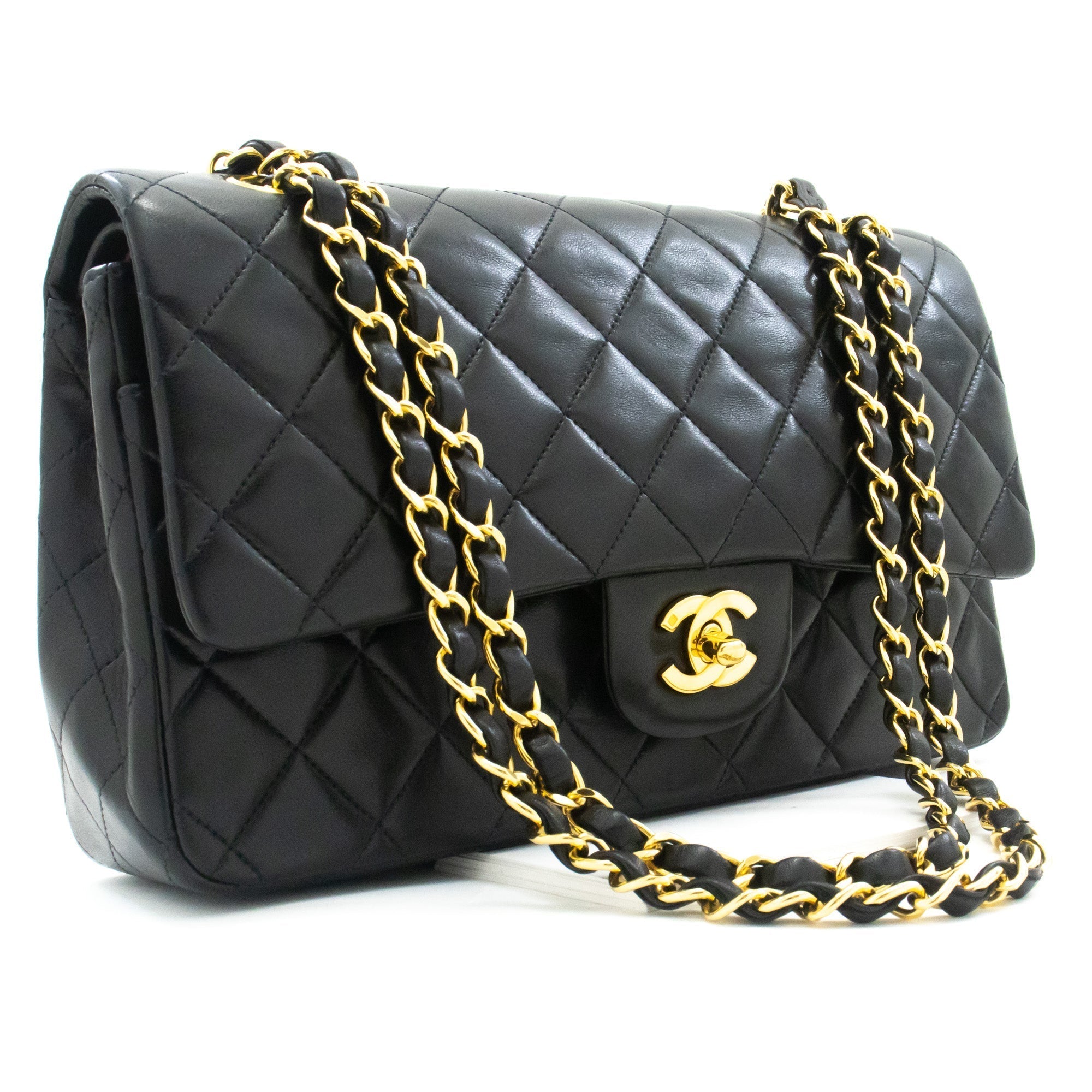 Top Quality Chanel Classic Double New 10 Chain Shoulder Bag Black Lambskin