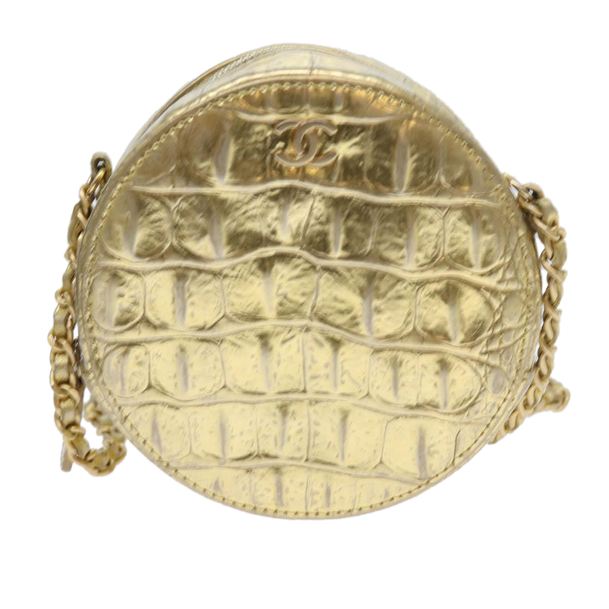 Top Quality Chanel Chain Shoulder Bag Calf leather Gold CC Auth 57040A