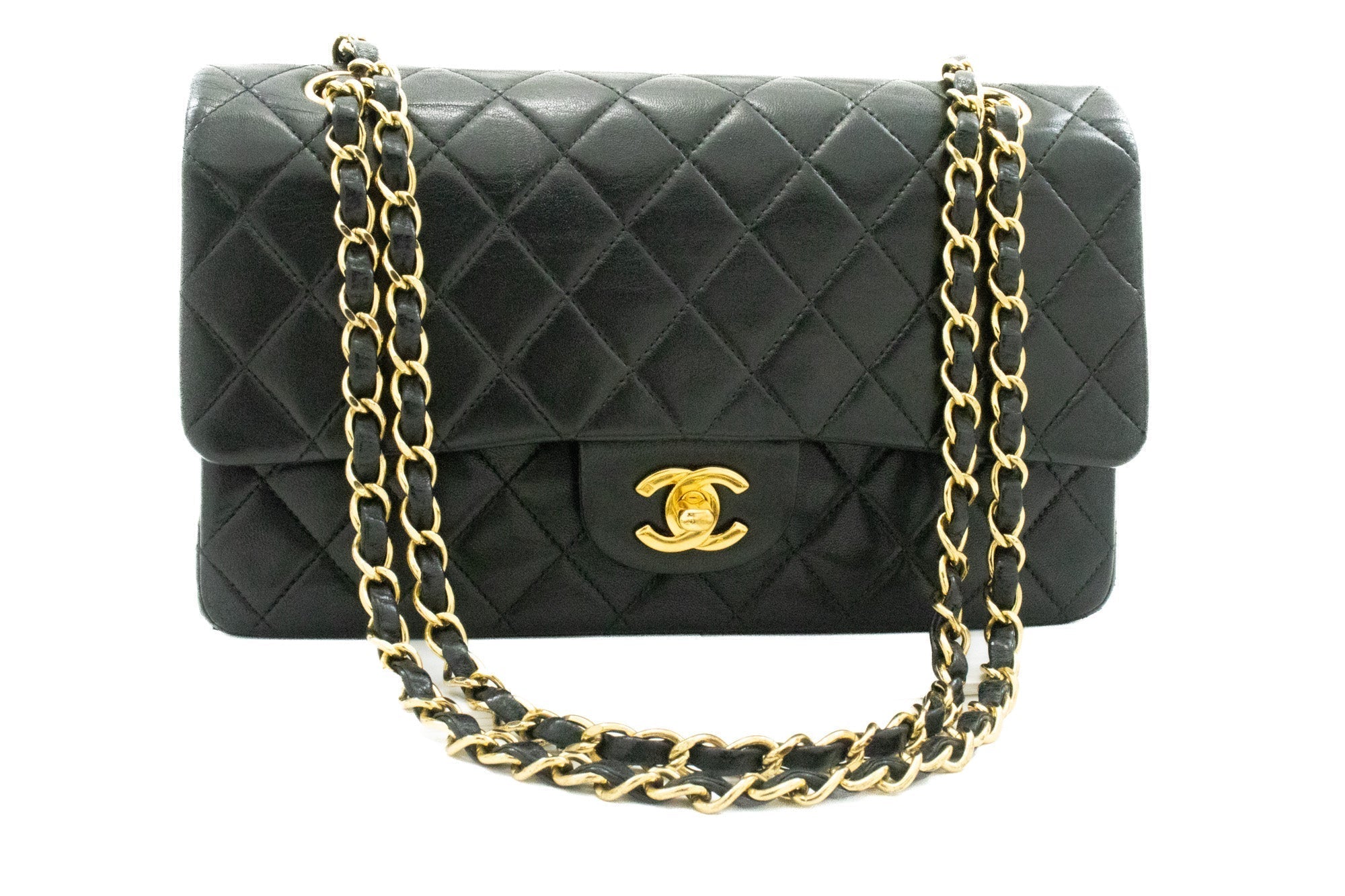 Top Quality Chanel Classic Double New Medium Chain Shoulder Bag Black Lamb