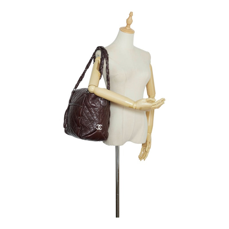 Top Quality Chanel Cocomark Line Chain Shoulder Bag s Bag Brown Silver Leather Ladies CHANEL