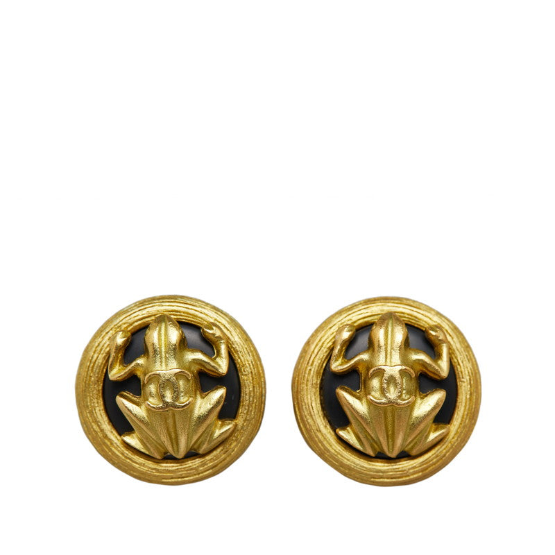 Top Quality Chanel Vintage Flog Earrings Gold Ladies