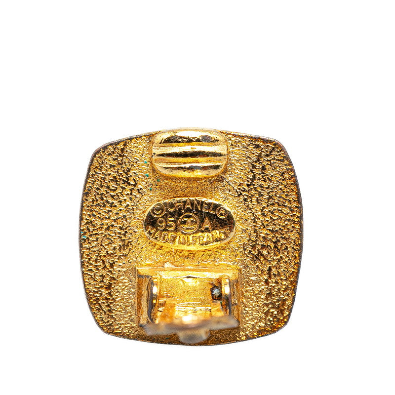 Top Quality Chanel Vintage Coco Mark Earrings Gold Black