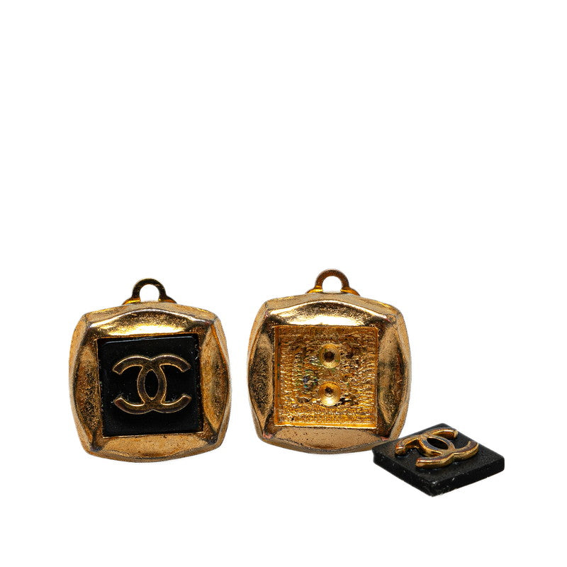 Top Quality Chanel Vintage Coco Mark Earrings Gold Black