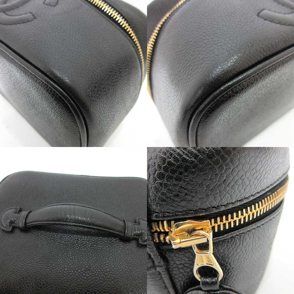 Top Quality Chanel Caviar Vanity Bag Black Gold A01997