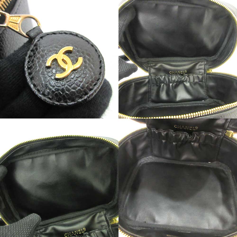 Top Quality Chanel Caviar Vanity Bag Black Gold A01997