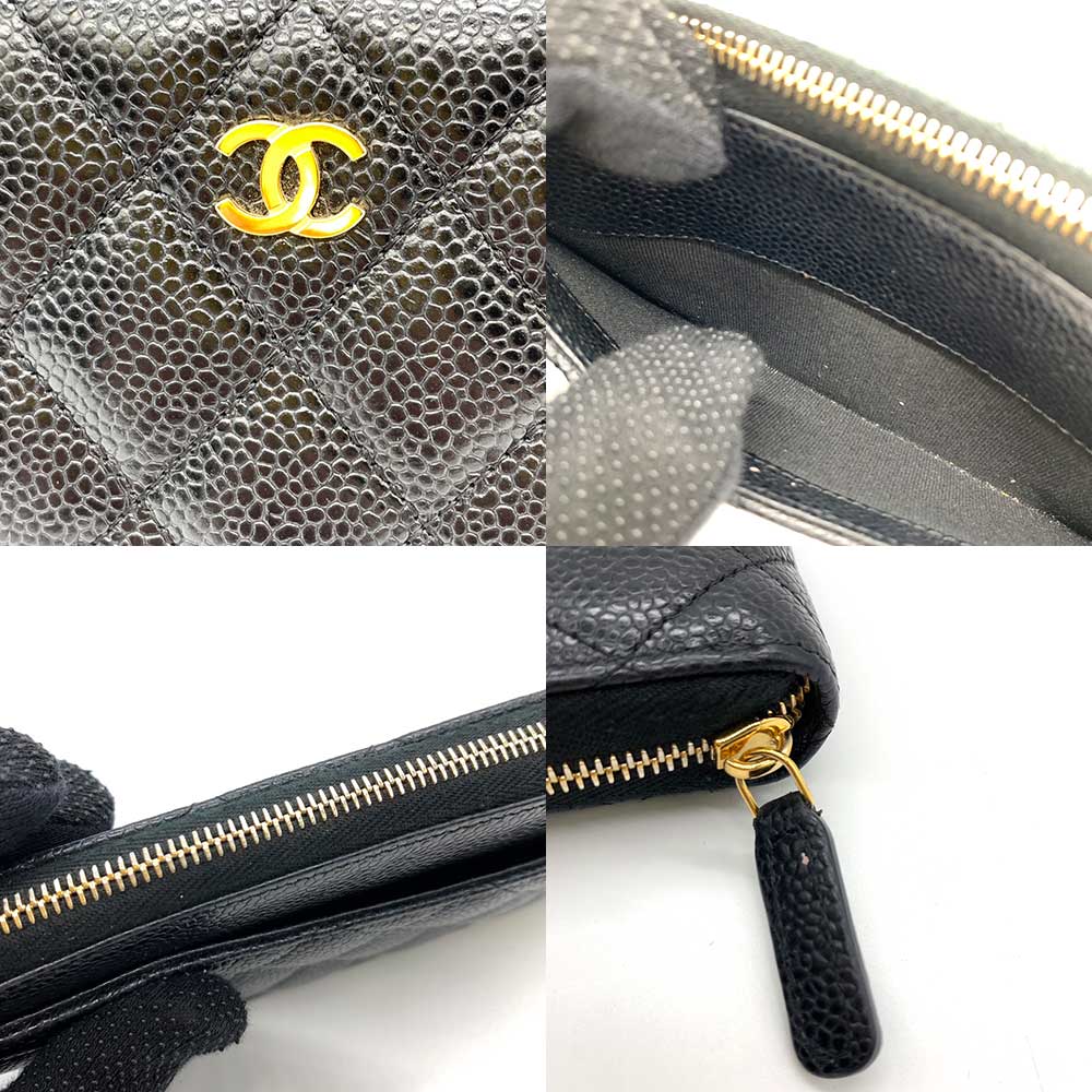 Top Quality Chanel Classic Caviar Leather Long Wallet Black