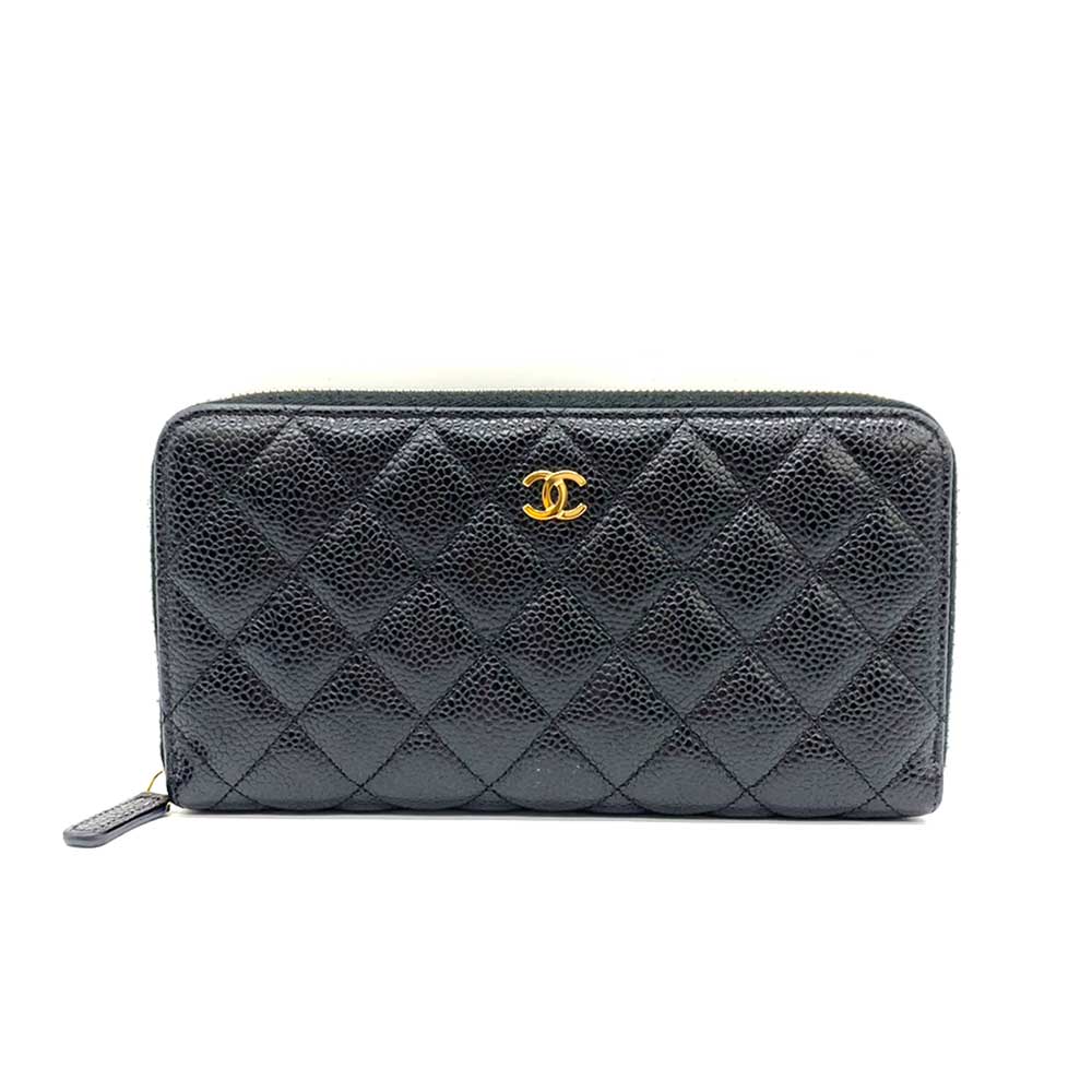 Top Quality Chanel Classic Caviar Leather Long Wallet Black