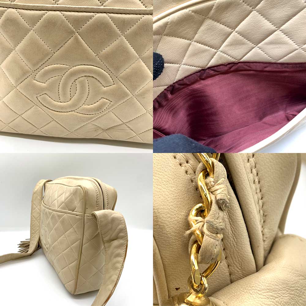 Top Quality Chanel Lambskin Matelasse Shoulder Bag Beige