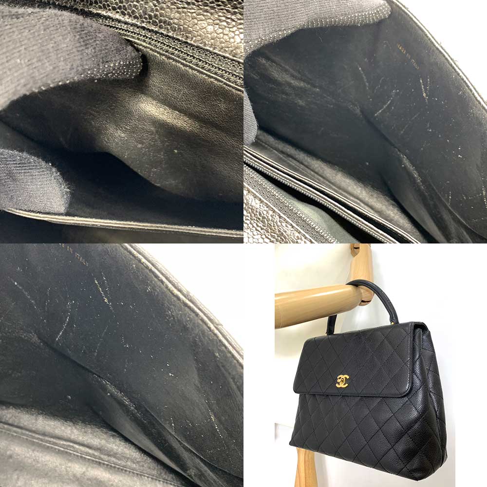 Top Quality Chanel Caviar Skin Kelly Handbag Black Gold Hardware
