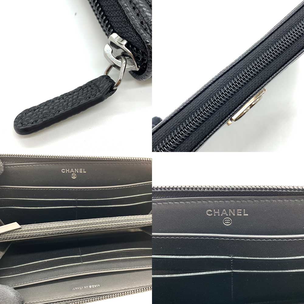 Top Quality Chanel Boy Long Wallet Caviar Leather Black