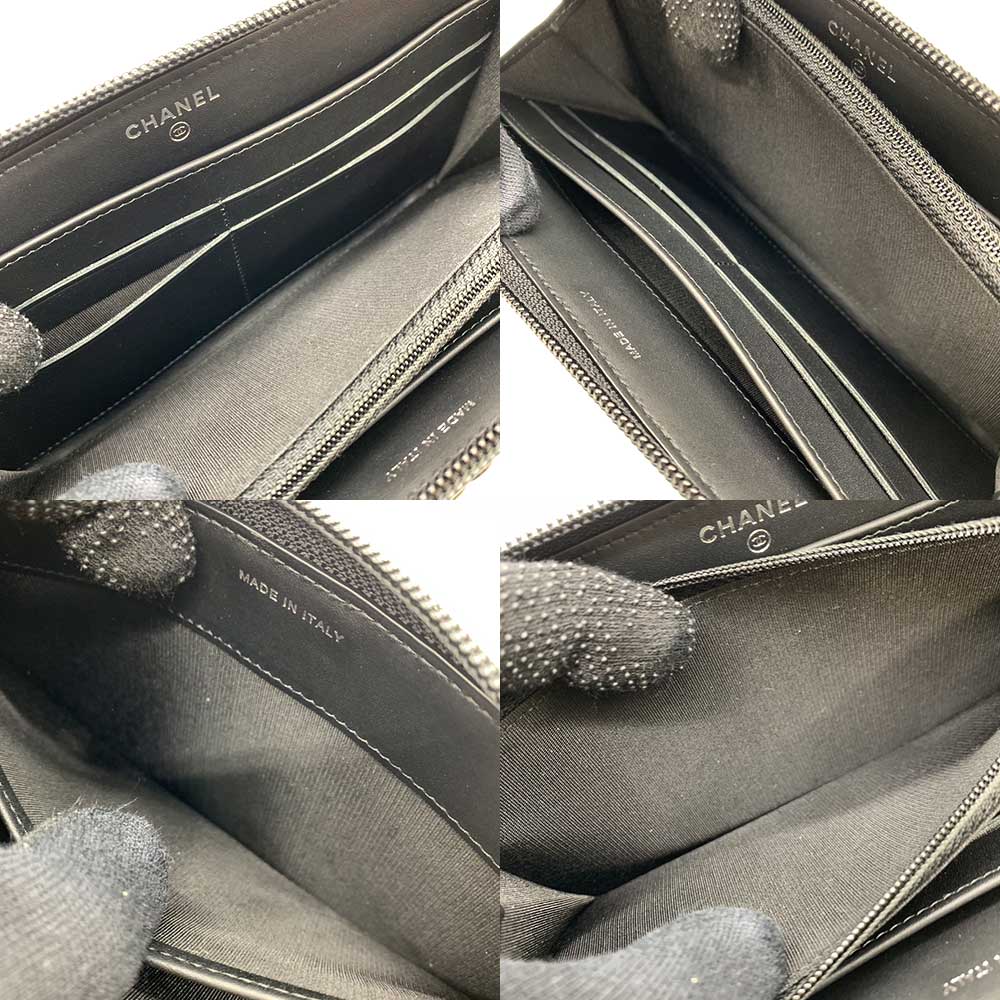 Top Quality Chanel Boy Long Wallet Caviar Leather Black