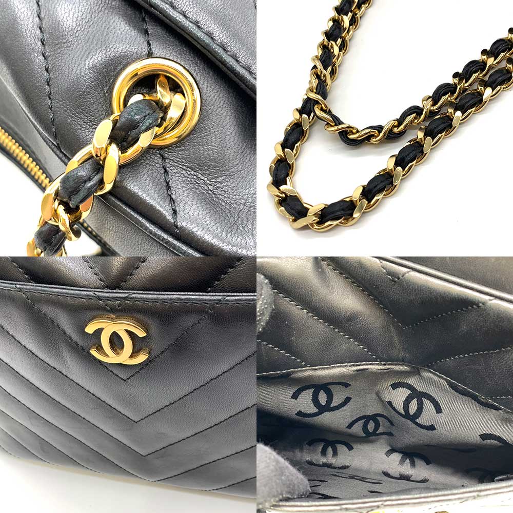 Top Quality Chanel Lambskin V-Stitch Chain Shoulder Bag