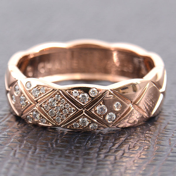 Top Quality Chanel Coco Crush Medium Diamond Ring 750PG Pink Gold