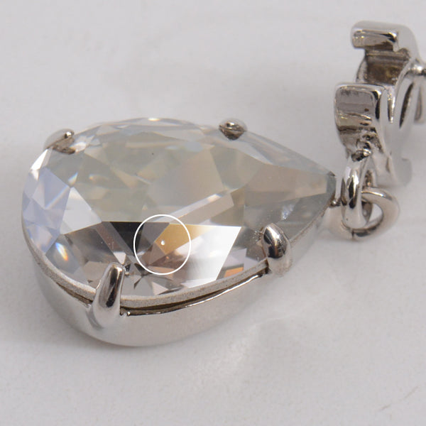 Top Quality Chanel Brass Clear Stone Coco Mark Drop Earrings