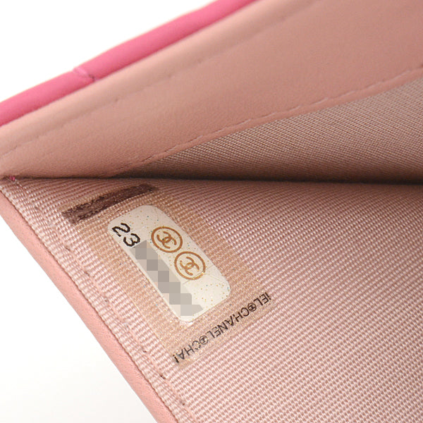 Top Quality Chanel Camellia Lambskin Trifold Compact Wallet Pink