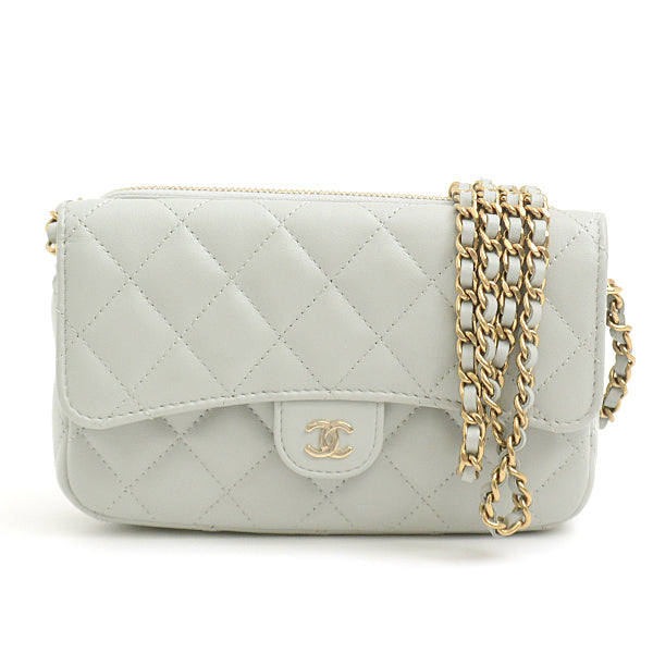 Top Quality Chanel Lambskin Matelasse Chain Wallet Bag