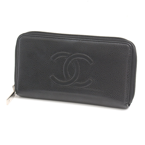 Top Quality Chanel Caviar Skin Long Wallet Black