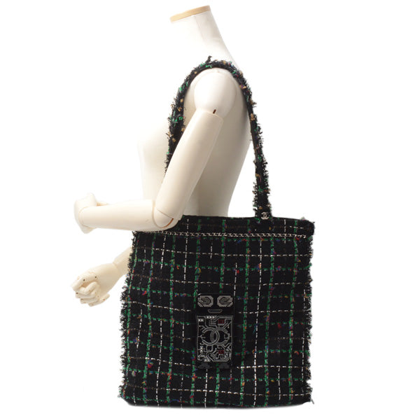 Top Quality Chanel Tweed Robot Design Tote Bag Black