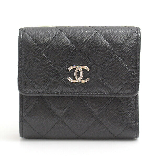 Top Quality Chanel Caviar Skin Trifold Wallet Black