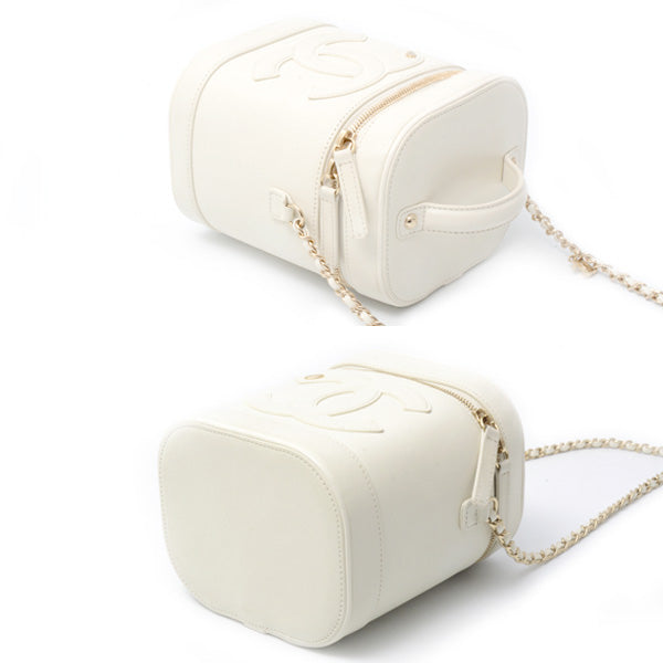 Top Quality Chanel Vanity Chain Shoulder Bag White