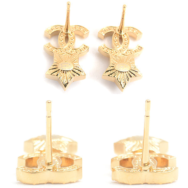 Top Quality Chanel Star Rhinestone Earrings Gold White