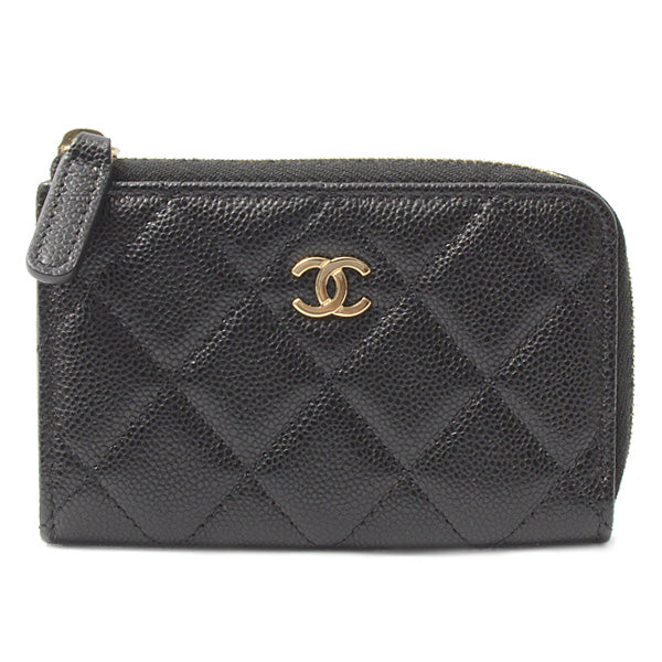 Top Quality Chanel Caviar Skin Matelasse Coin Case Key Ring Mini Wallet AP0221