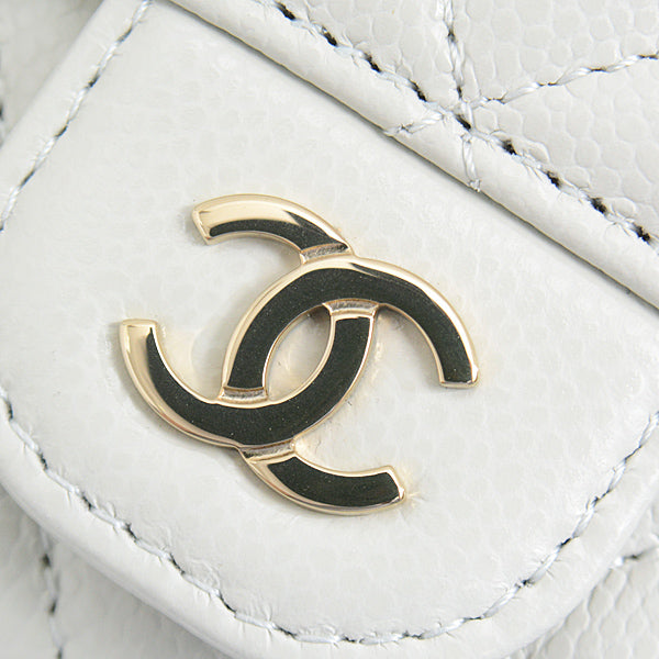 Top Quality Chanel Caviar Skin Matelasse Classic Flap Card Case Light Grey