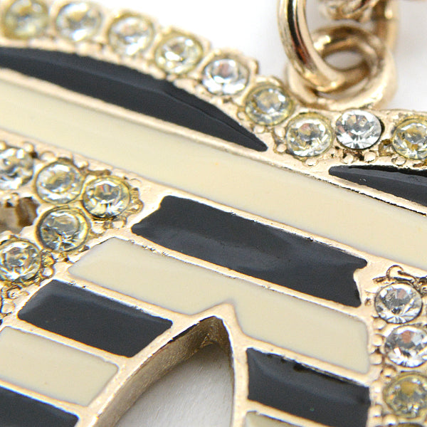 Top Quality Chanel Coco Mark Rhinestone Pendant Necklace Gold Black White