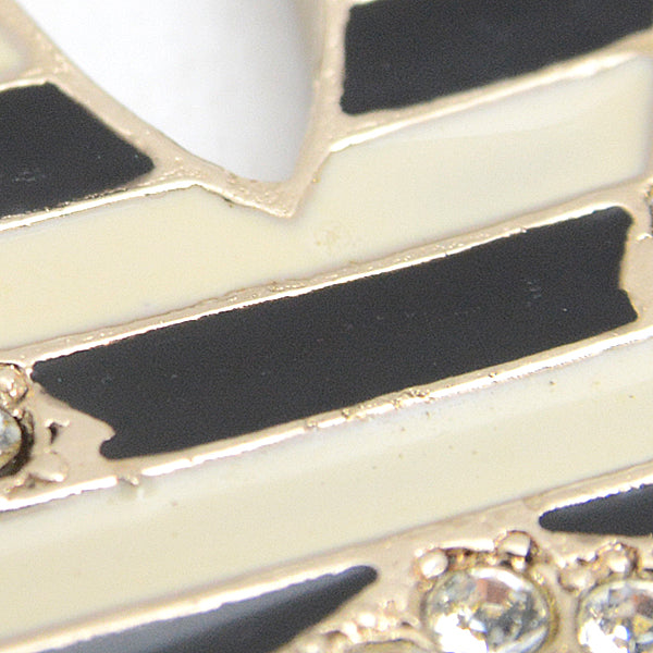 Top Quality Chanel Coco Mark Rhinestone Pendant Necklace Gold Black White