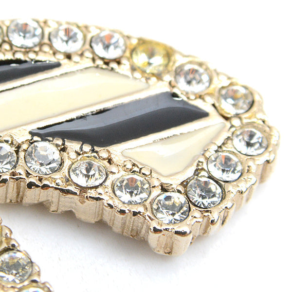 Top Quality Chanel Coco Mark Rhinestone Pendant Necklace Gold Black White