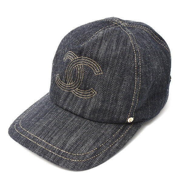 Top Quality Chanel Denim Cap Cotton Navy Unisex
