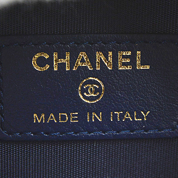 Top Quality Chanel Tweed Round Chain Shoulder Bag Houndstooth White Navy