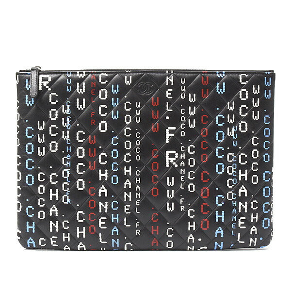 Top Quality Chanel Lambskin Typography Clutch Bag Black