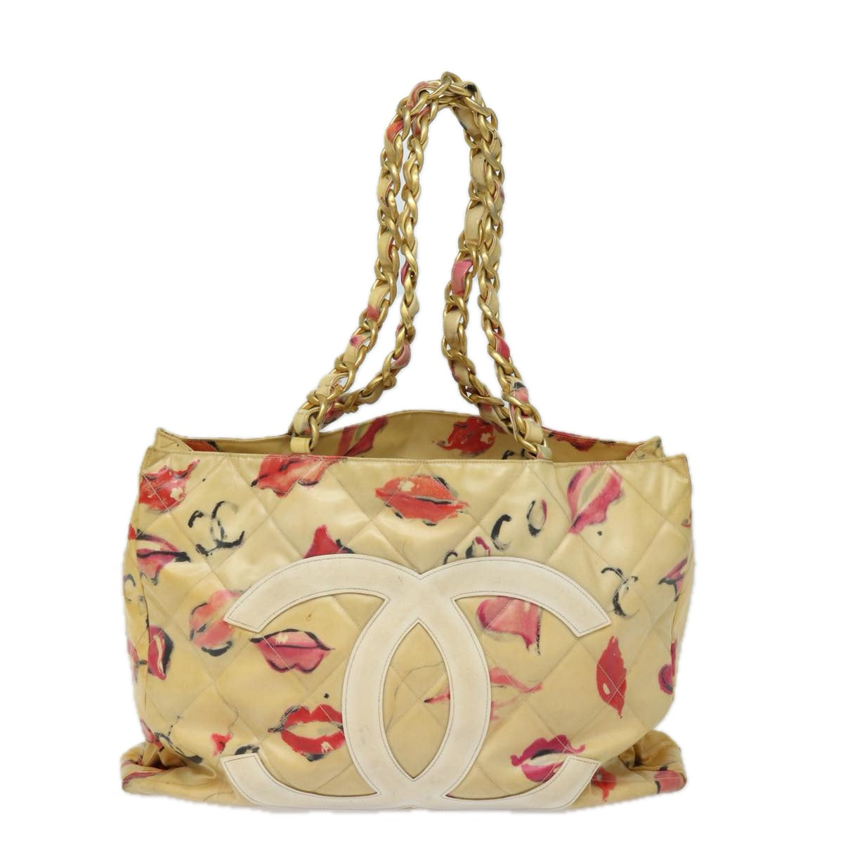 Top Quality Chanel Chain Tote Bag Vinyl White CC Auth 77840