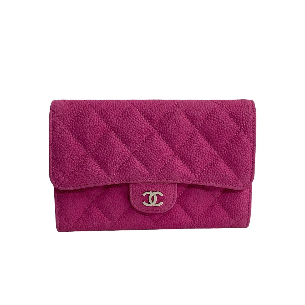 Top Quality Chanel Caviar Leather Bifold Wallet Pink
