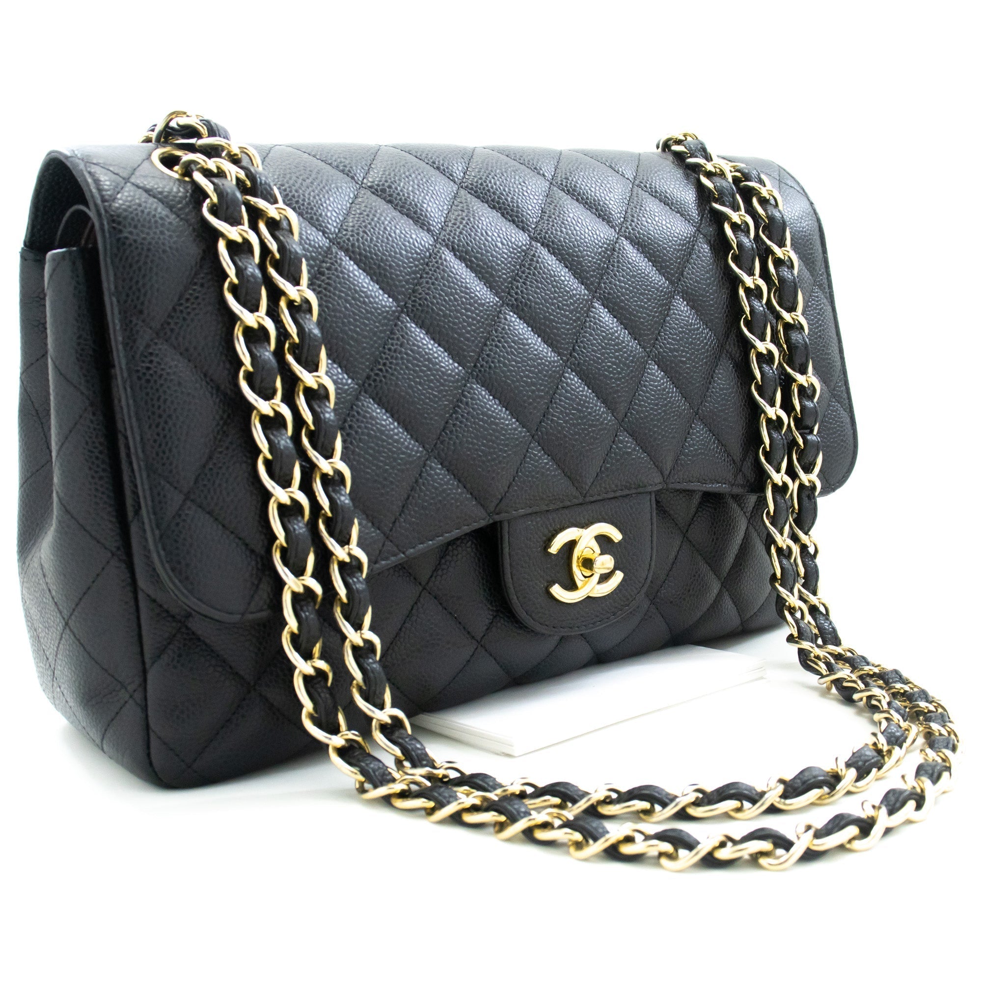 Top Quality Chanel Classic Large 11 Chain Shoulder Bag W New Black Caviar