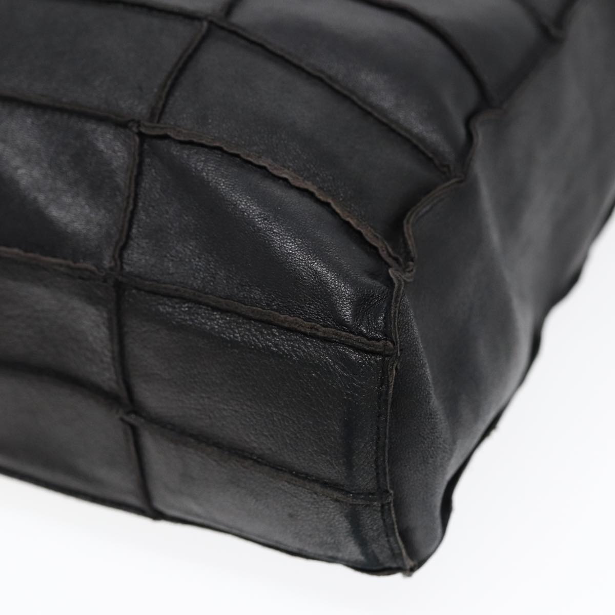 Top Quality Chanel Choco Bar Shoulder Bag Lamb Skin Black CC Auth 88626