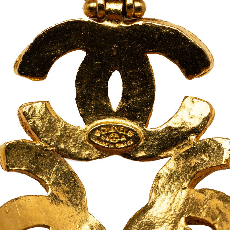 Top Quality Chanel Vintage Triple Motif Necklace Gold Plated Ladies