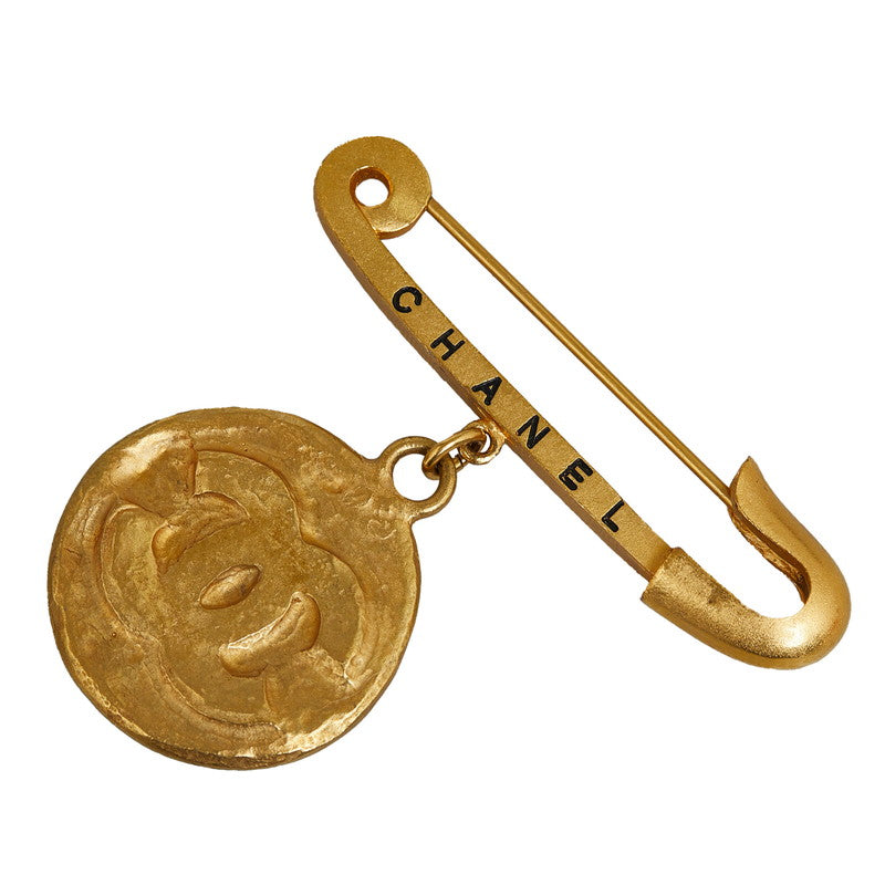 Top Quality Chanel Vintage Logo Coco Mark Coin Brooch Gold Plated