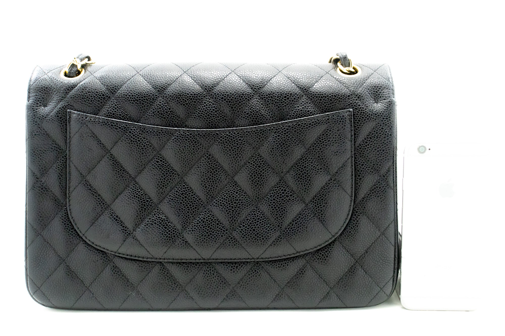 Top Quality Chanel Classic Large 11 Grained Calfskin Chain Shoulder Bag Black